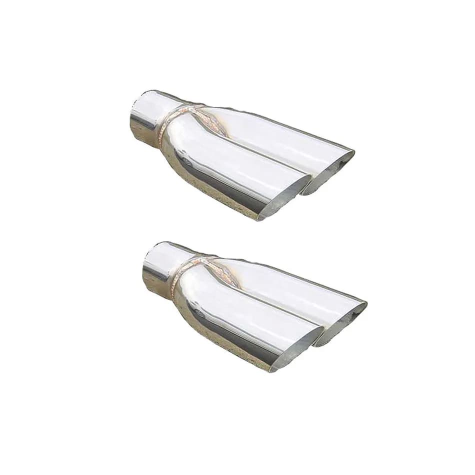 Exhaust Tail Pipe Tip Set 70-71 Pontiac GTO 2.5 in To Dual 22.5 in Slip Fit Clamp On Hardware Not Incl Polished 304 Stainless Steel Pair Pypes Exhaust