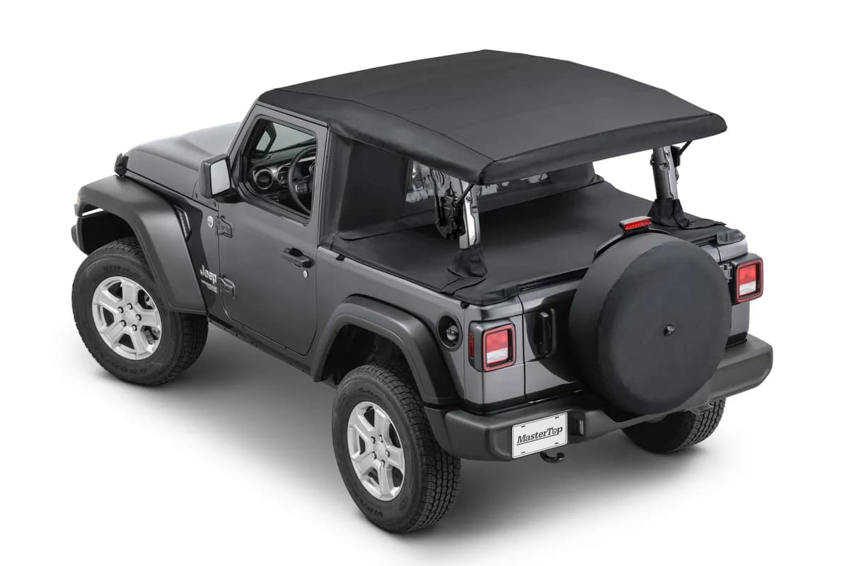 Wind Stopper Plus/Tonneau Cover Ultimate Combo 2018-2024 Jeep JL Wrangler 2Dr Soft Top Models Black Diamondl MasterTop