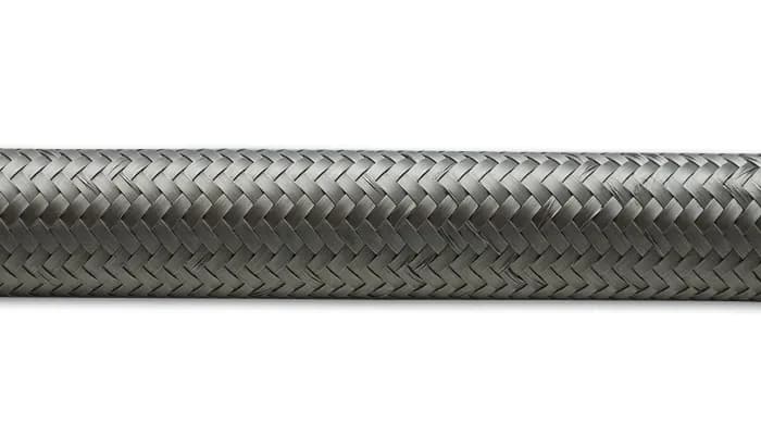 Stainless Steel Braided Flex Hose; -6AN; 0.344 in. Hose ID; 0.5625 in. Hose OD; 1000 PSI Operating Pressure; 6000 PSI BP; Natural; 2ft. Roll;