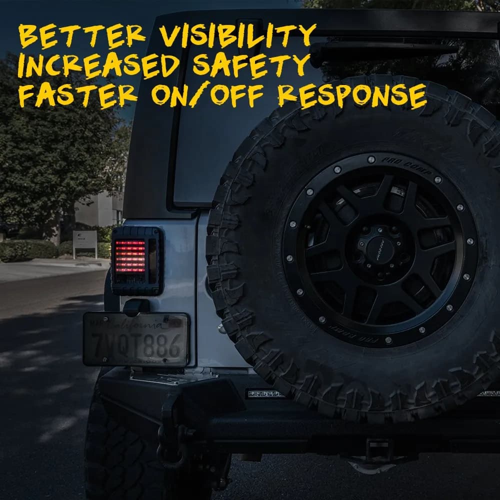 Xprite Jeep Wrangler JK LED Tail Lights, Rear Brake Turn Signal Reverse Lights for 2007-2018 JK JKU