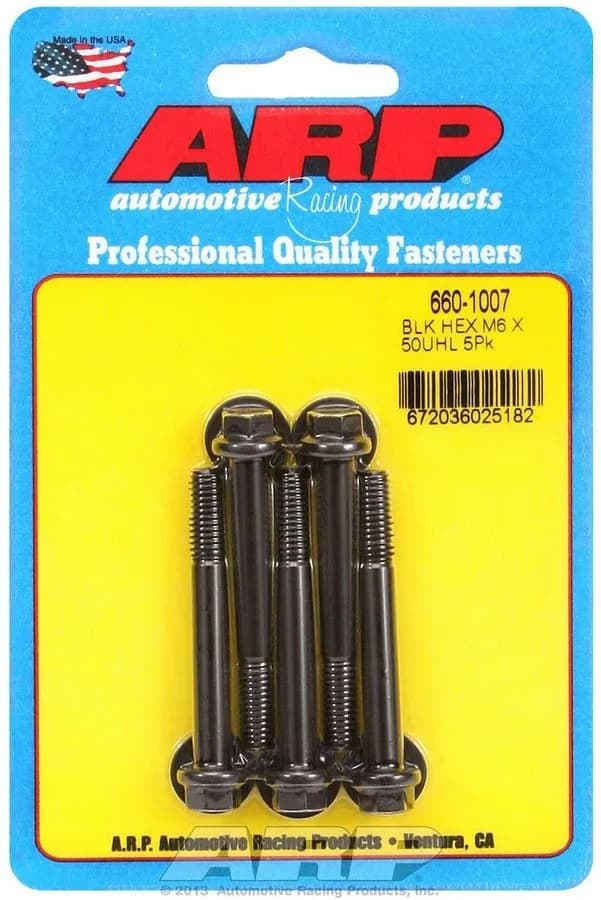 M6 X 1.00 X 50 Hex Black Oxide Bolts