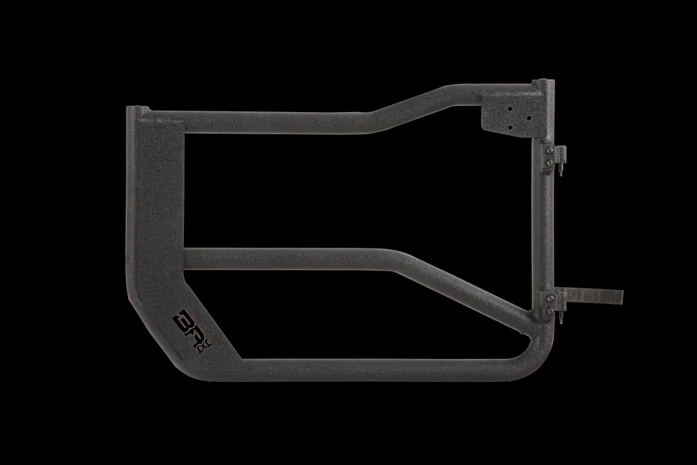 Tube Doors; 2 in. Steel Tube; Front; Textured; Black; Metal; Pair; Internal Latch Mechanism;