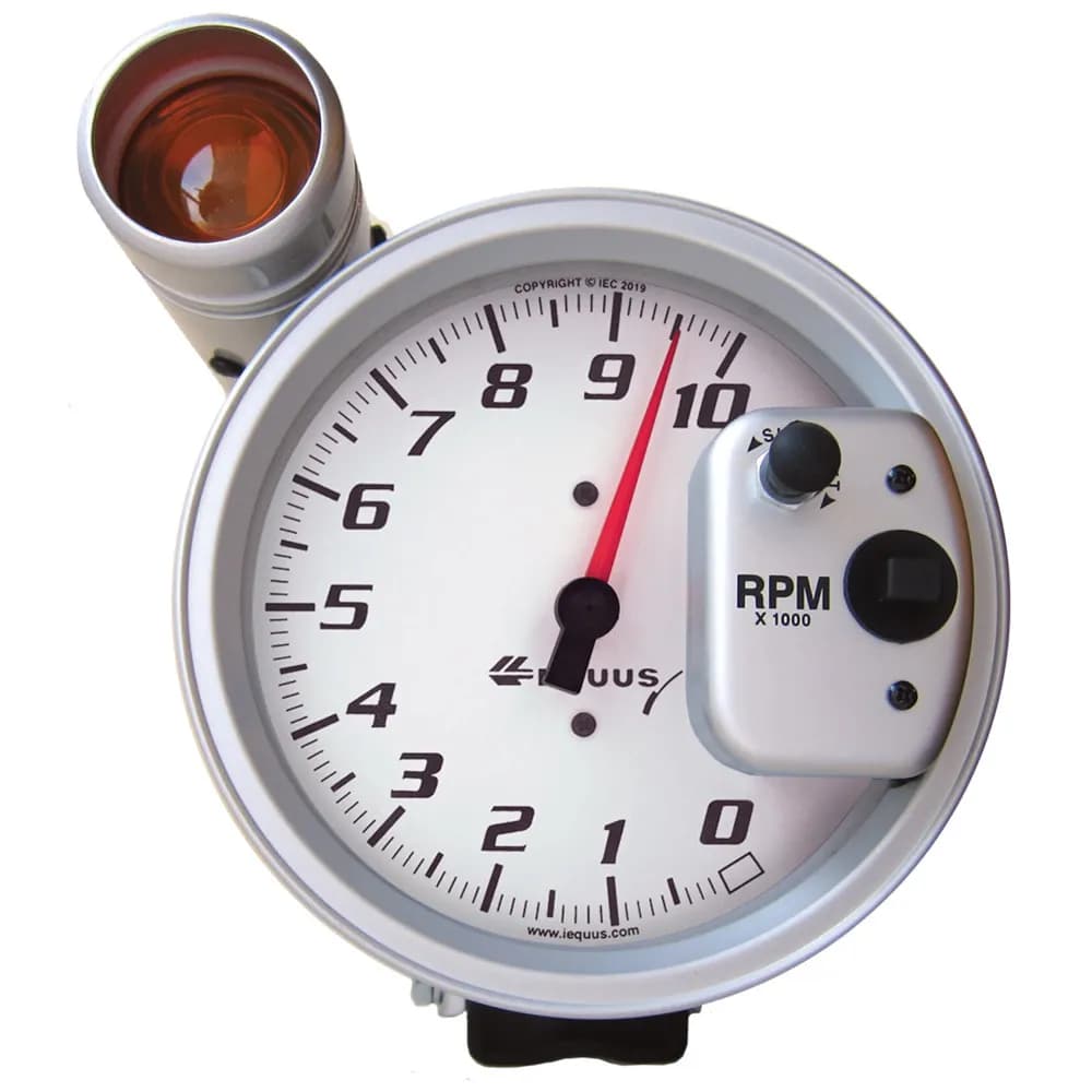 Gauge Tachometer 5in 10k RPM Pedestal w/ Ext. Shiftlite White 5000 Series