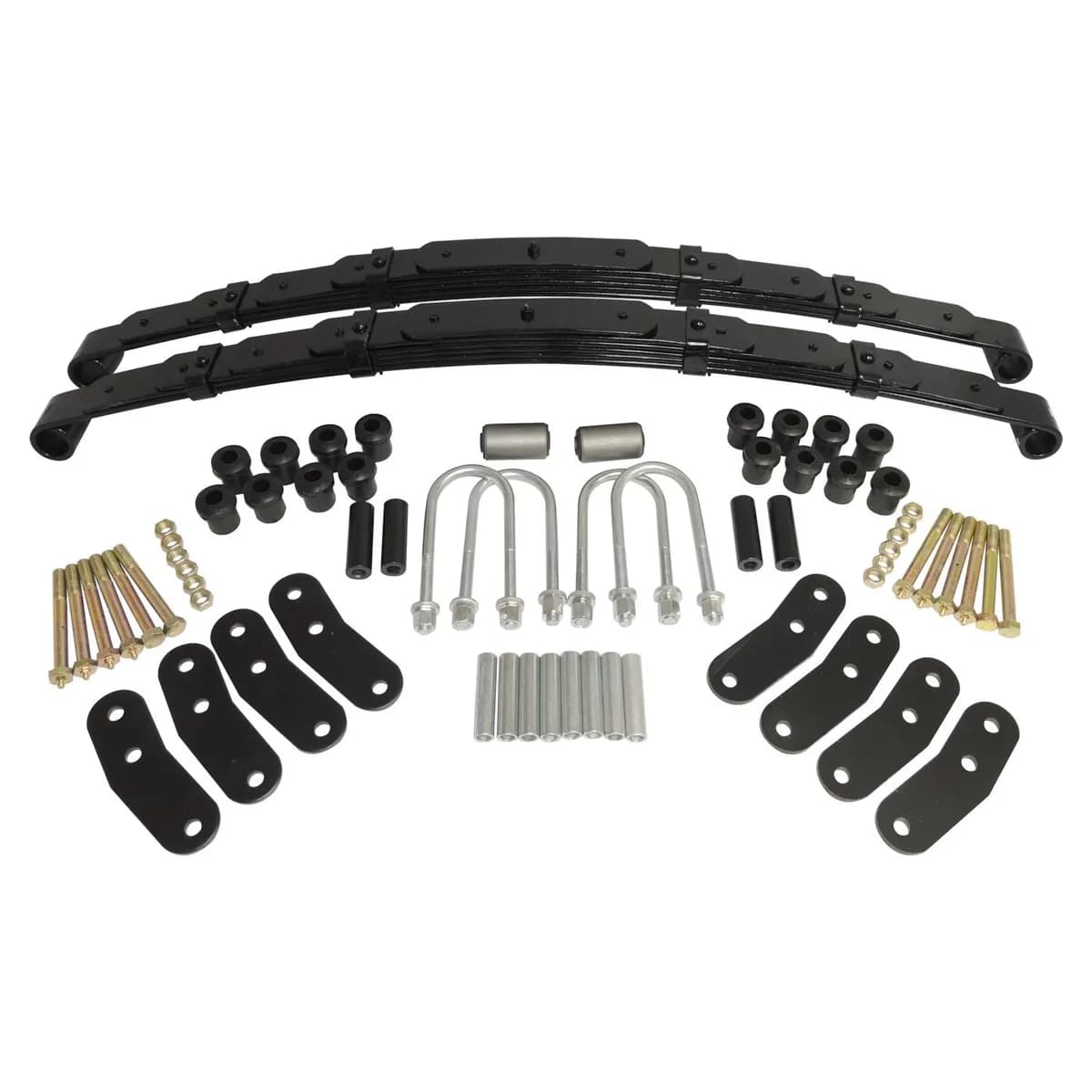 Black Leaf Spring Kit Rear Leaf Spring Kit;includes Heavy Duty Rear Leaf Springs, Pivot Bushings, U-Bolts, And a Set of 4 rt Off-Road Shackles;designed to Lift The Vehicle 1-1.5"