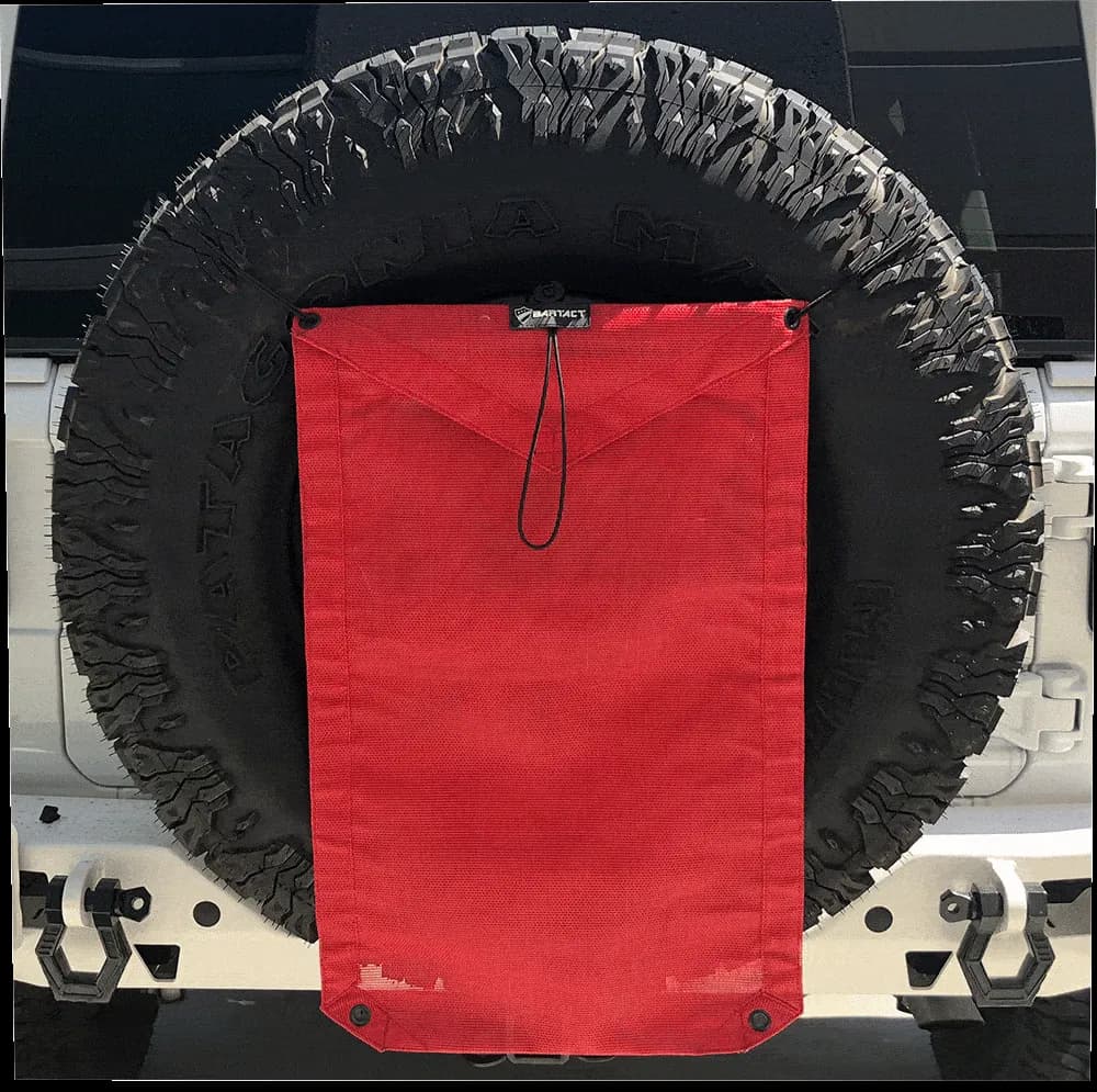 Spare Tire Trash Bag & Pet Divider Pat Pend for Jeep Wrangler, Gladiator, & Ford Bronco Bartact - Red / Mesh