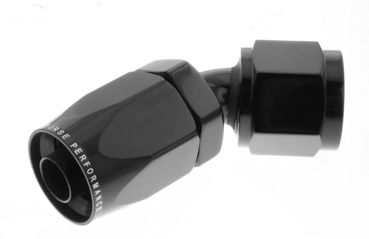 10 45 Degree Female Aluminum Hose End Black
