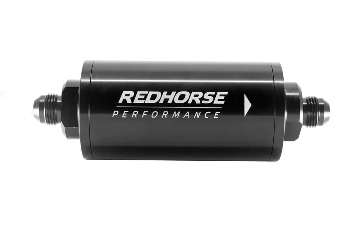 6 in Cylindrical Inline Race Fuel Filter w/ 100 Micron S.s. Element10 Anblack