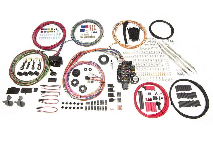 25 Circuit Pro Series Harness; w/GM Truck Keyed Column; Pre-Terminated Mounted Ignition Switch Wiring/Connectors; Bulkhead Firewall Pass-Through; Incl. Hardware/Fasteners;