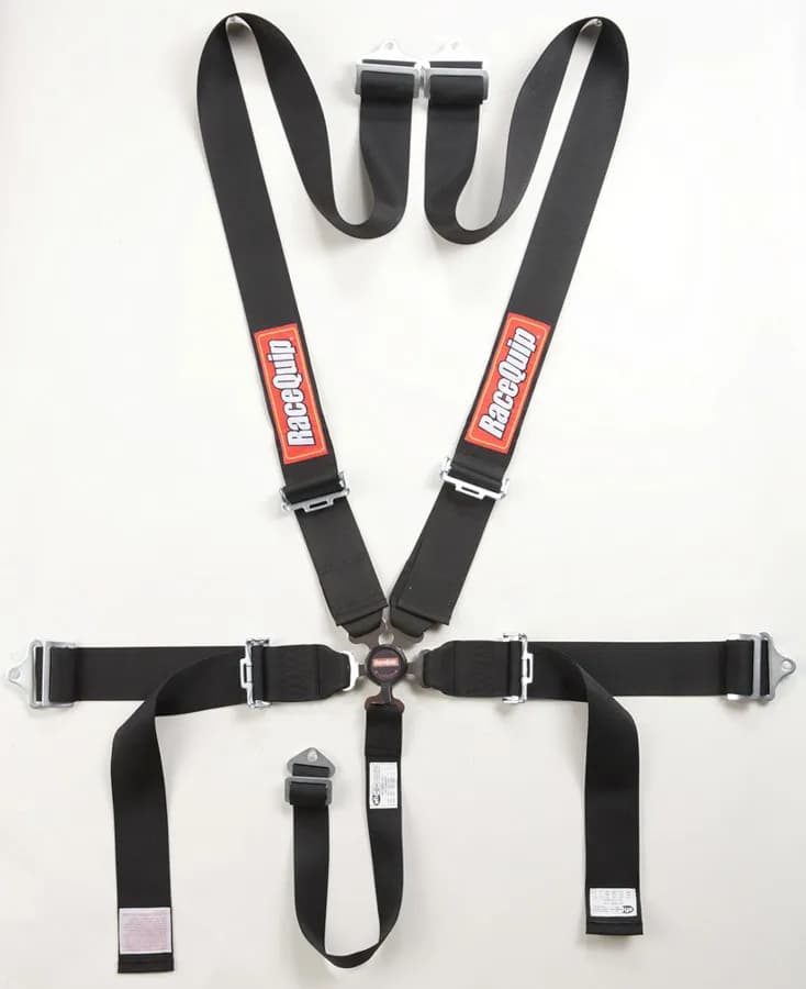 Camlock 5 Point Auto Racing Harness Set; Pulldown Lap; Sfi 16.1 Seat Belt Set; Black