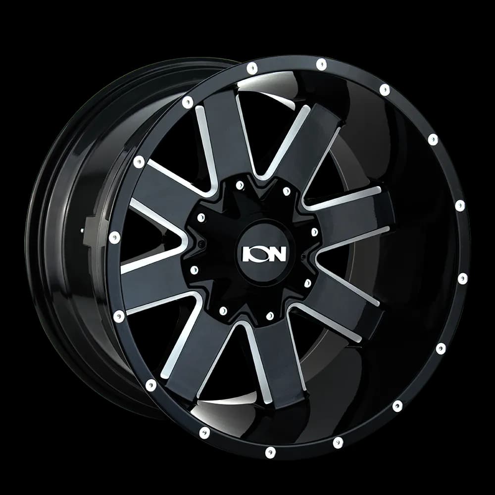 Cast Aluminum Wheels 141 GB 20x9 Milled Spokes Gloss Black 5 On 127/5 On 139.7 Bolt Pattern 18 Offset ION Wheels