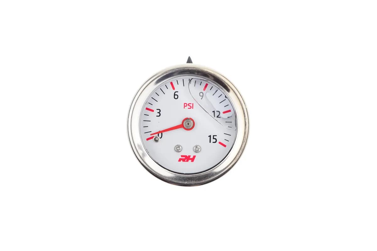 Liquid Filled Fuel Pressure Guage 1/8 Npt Inlet 15psi White W/Silver Scr