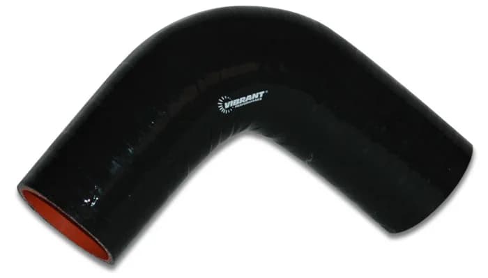 90 Degree Hose Coupler; 2.5 in. ID; 3.75 in. Leg Length From Tangent; 2.5 in. Centerline Radius; 50 PSI Maximum Operating Pressure; 0.2 in. Wall Thickness; Black;