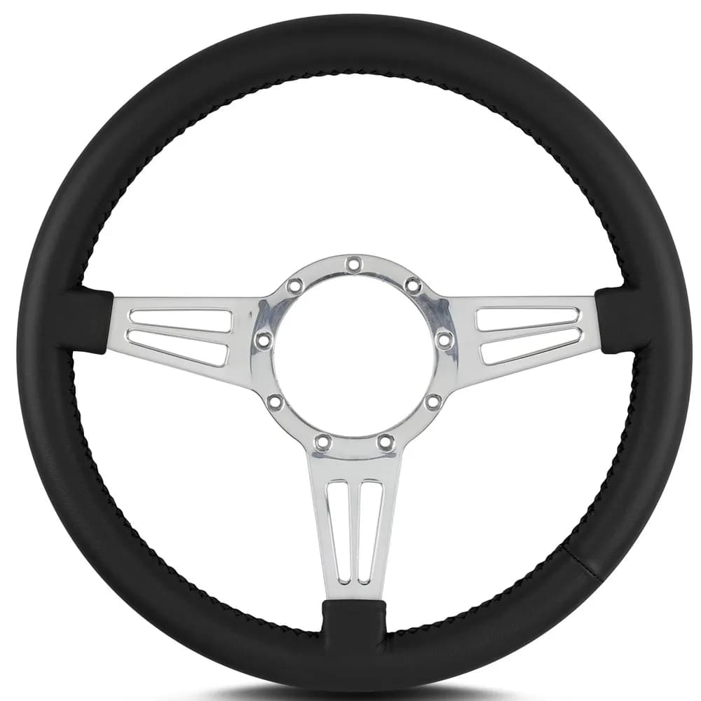 Lecarra Mark 4 Double Slot Steering Wheel; Black; Polished Spokes; 14 in. Standard Grip;