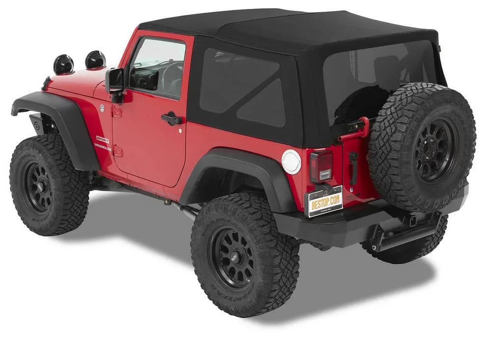 Jeep Soft Top Supertop Squareback Soft Top For Jeep 2007-2018 Wrangler JK 2 Door Black Premium Twill Bestop