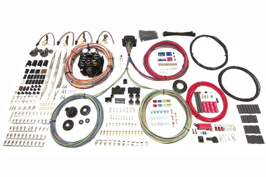 23 Circuit Pro Series Harness; w/GM Keyed Column; Pre-Terminated Ignition Switch Wiring/Connectors; Bulkhead Firewall Pass-Through; Incl. Hardware/Fasteners;