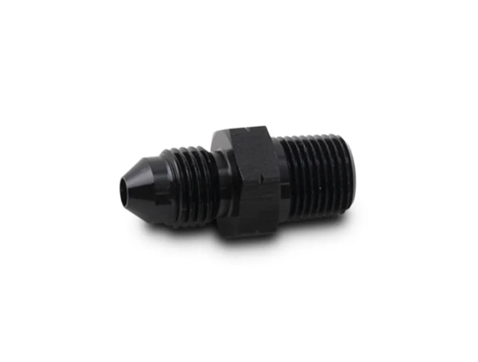 Male AN to Male BSPT Adapter Fitting; -6AN To 1/8-28 in. BSPT; Aluminum; Black Anodized;