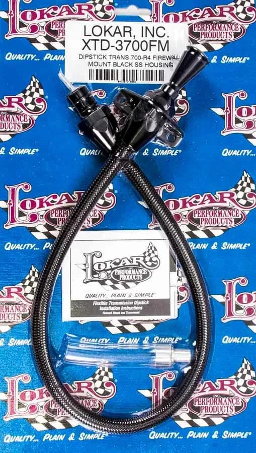 Hi-Tech Flexible Braided Transmission Dipstick; 24 in.; Firewall Mount; Incl. Flexible Inner Dipstick/Funnel Adapter/Braided Black Stainless Outer Housing; Black Finish;