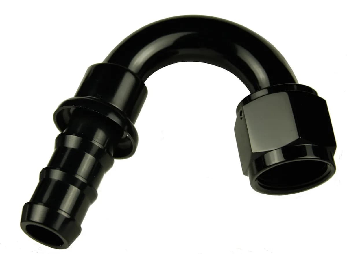 08 150 Degree An/Jic Hose End Push Lock Black