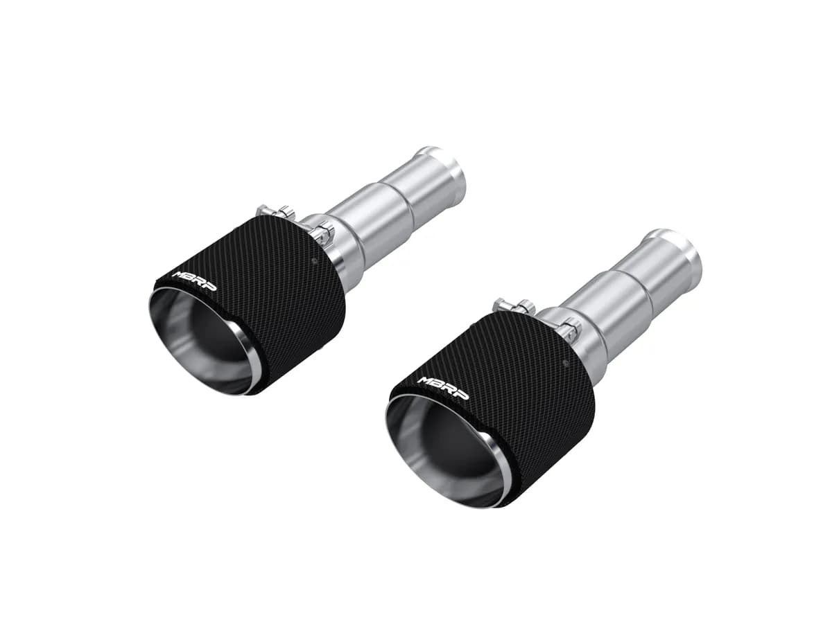 Carbon Fiber Exhaust Tip; 3 in. Inlet Diameter; 5 in. Outlet Diameter; Angle Cut; Dual Wall; Sold In Pairs;