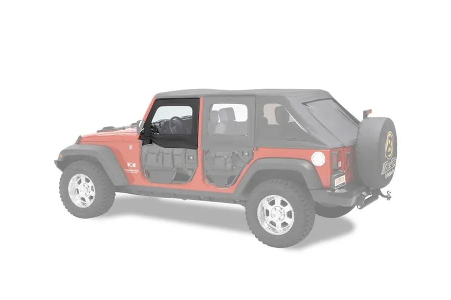 20c Gladiator; 18c Wrangler Jl; Front Doors Element Upper Fabric Half Doors Black Twill