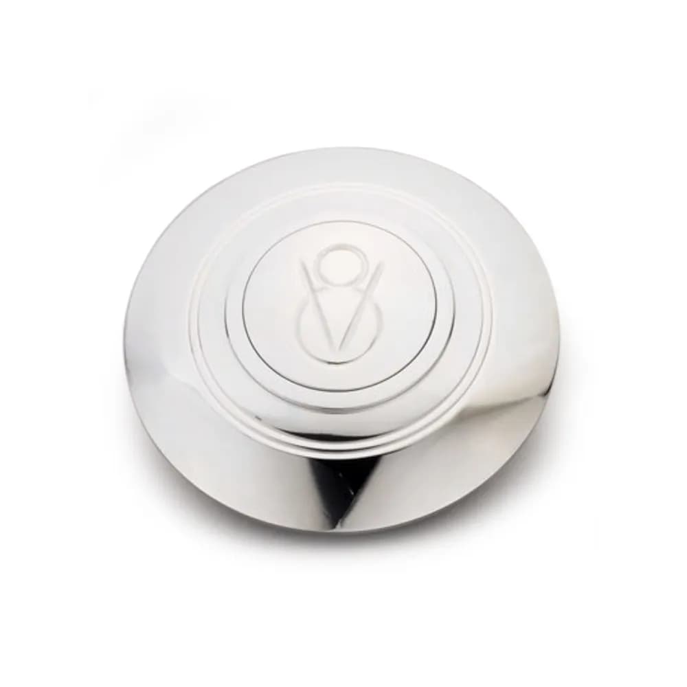 Horn Button; Fits w/MK4/9 Wheel Steering; Billet Aluminum; Single Contact; Domed V-8 Logo; Polished;