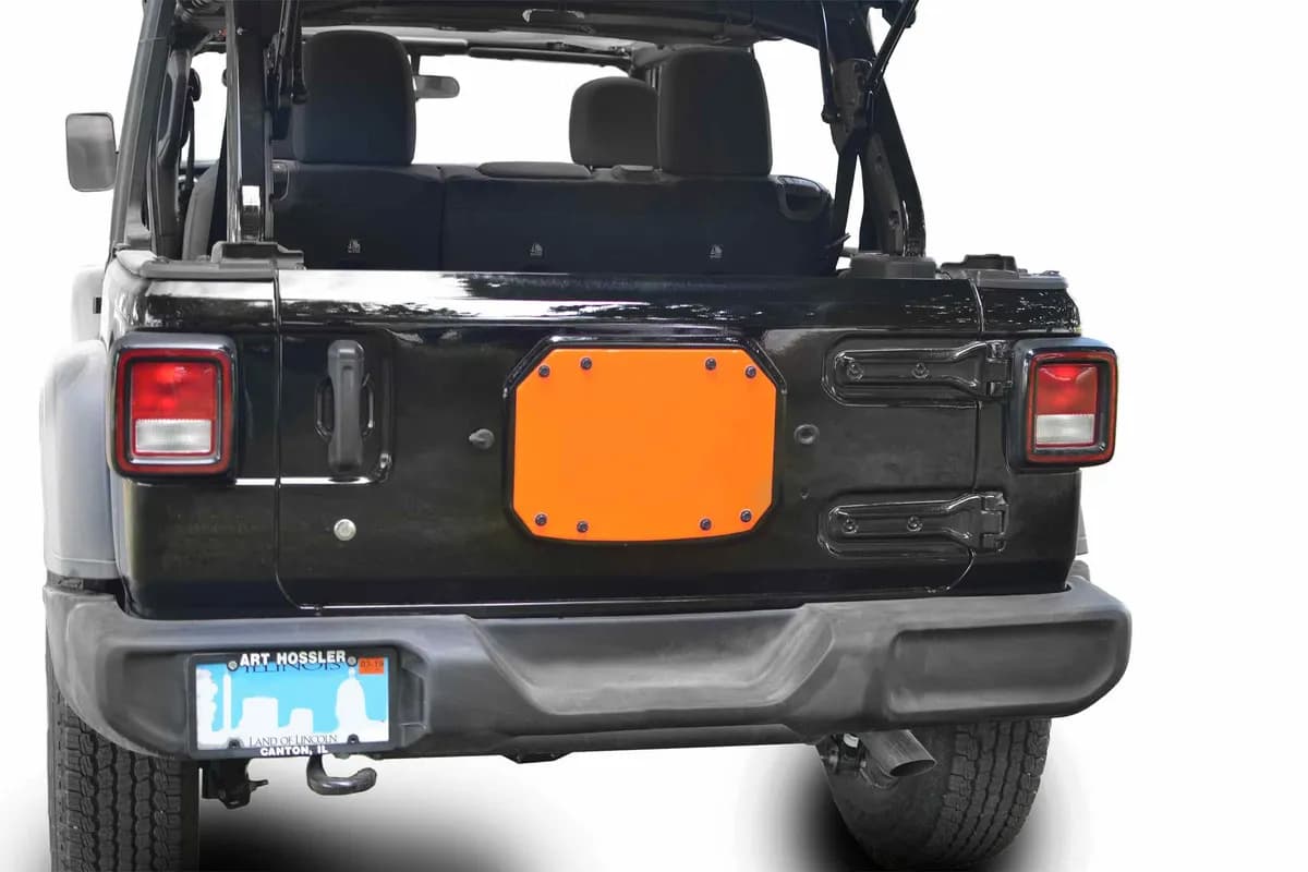 Steinjäger Wheels and Tires Wrangler JL 2018 to Present Spare Tire Delete Plate Fluorescent Orange