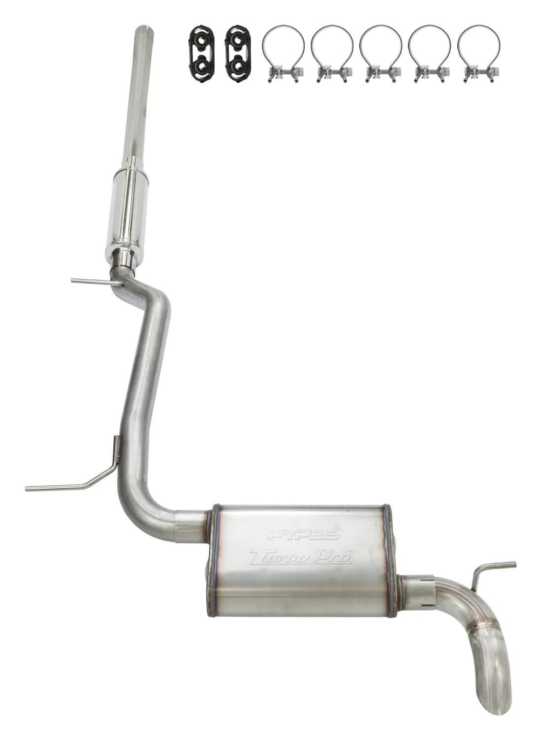 Pypes 2007-18 Jeep JK High Ground Clearance Cat-back Exhaust Kit Turbo Pro Muffler SJJ21T