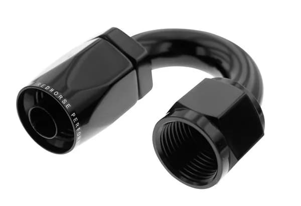 06 180 Degree Female Aluminum Hose End Black