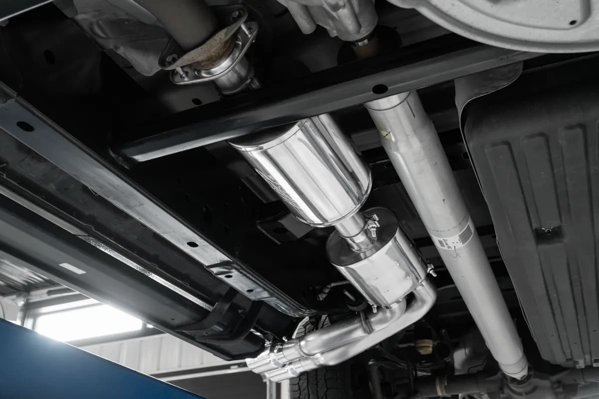 Armor BLK Cat Back Exhaust System; 3 in.; Incl. Front Pipe/Ext. Pipe/Muffler/Tailpipe/Hardware/4 in. OD Tip; Pre-Axle Dual Outlet; Street Version; Black Coated;