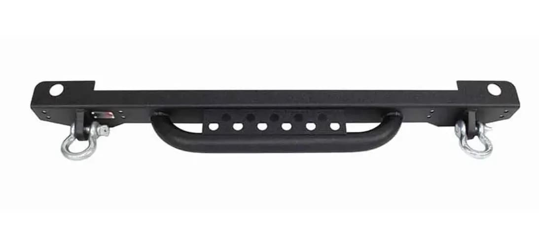 8706 Wrangler Piranha Rear Bumper With Step And Drings Black Textured 2stage Powder Coat Steel