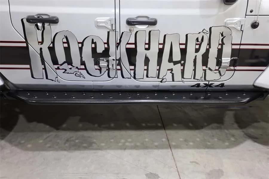 Rock Hard 4x4 RHX Series Tube Slider Rocker Guards - Flat Step for Jeep Gladiator JT