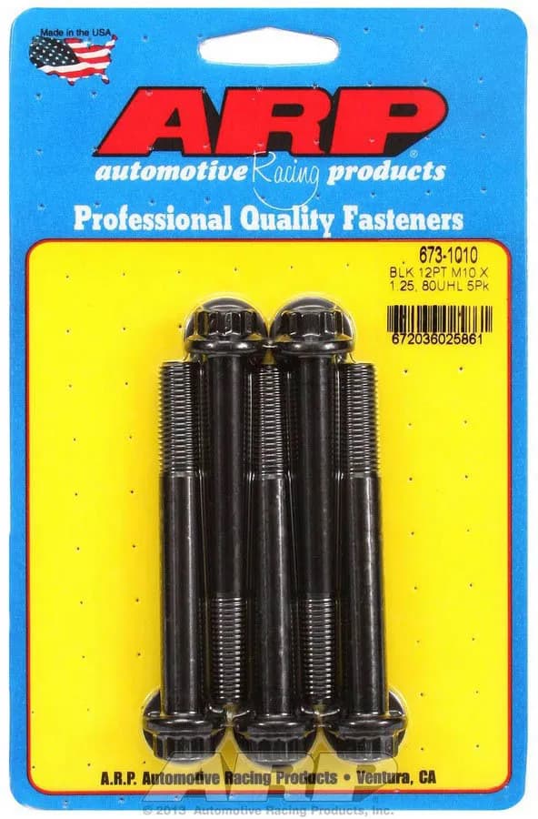 M10 x 1.25 x 80 12pt Black Oxide Bolts