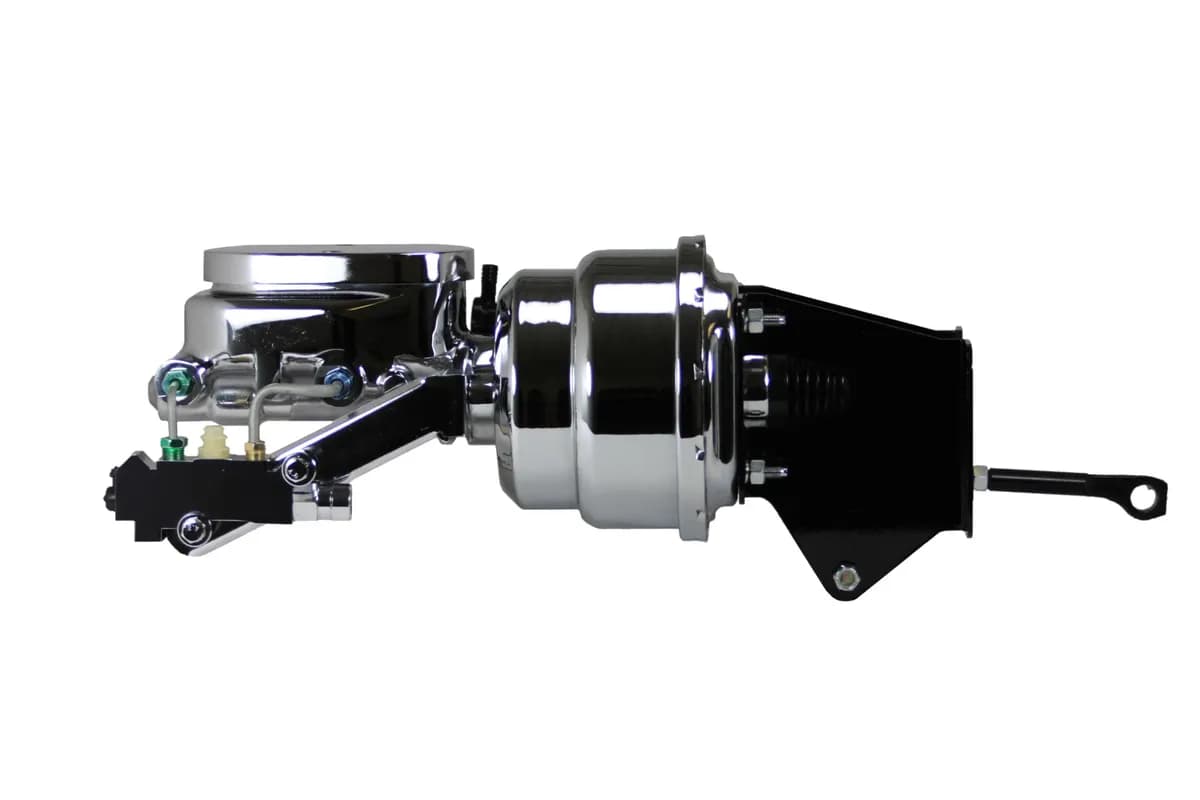 LEED Brakes 7 inch dual power booster, 1 inch bore master disc/drum (Chrome)