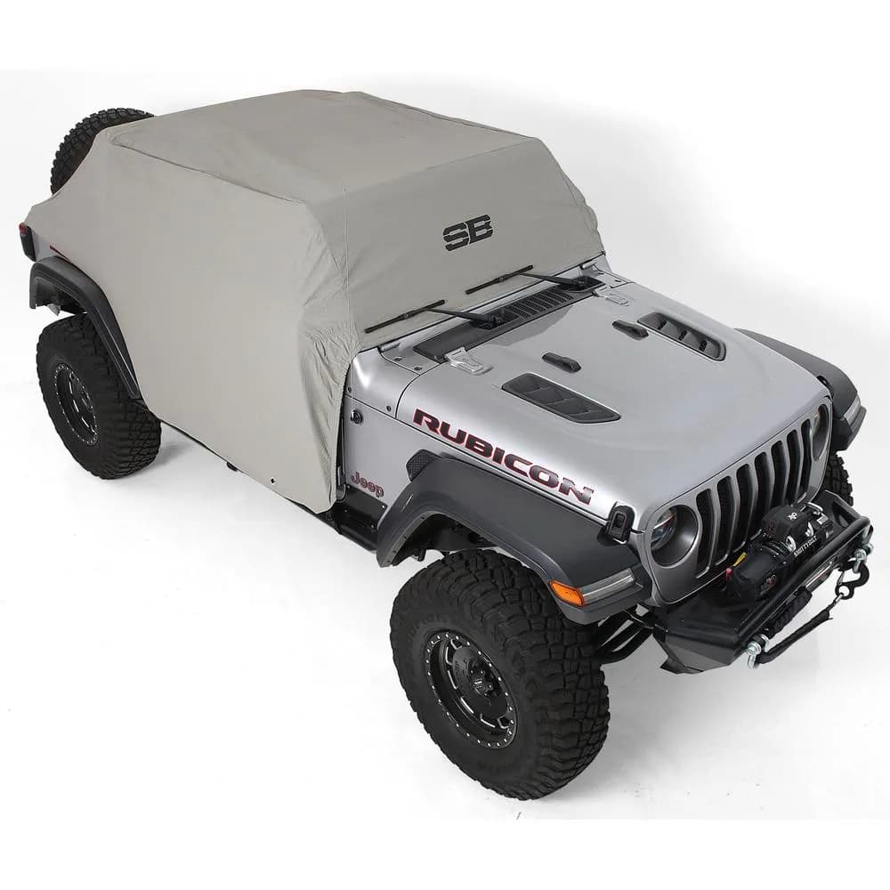 18c Wranger JL 4dr Waterresistant Cab Cover W/Door Flaps; Gray