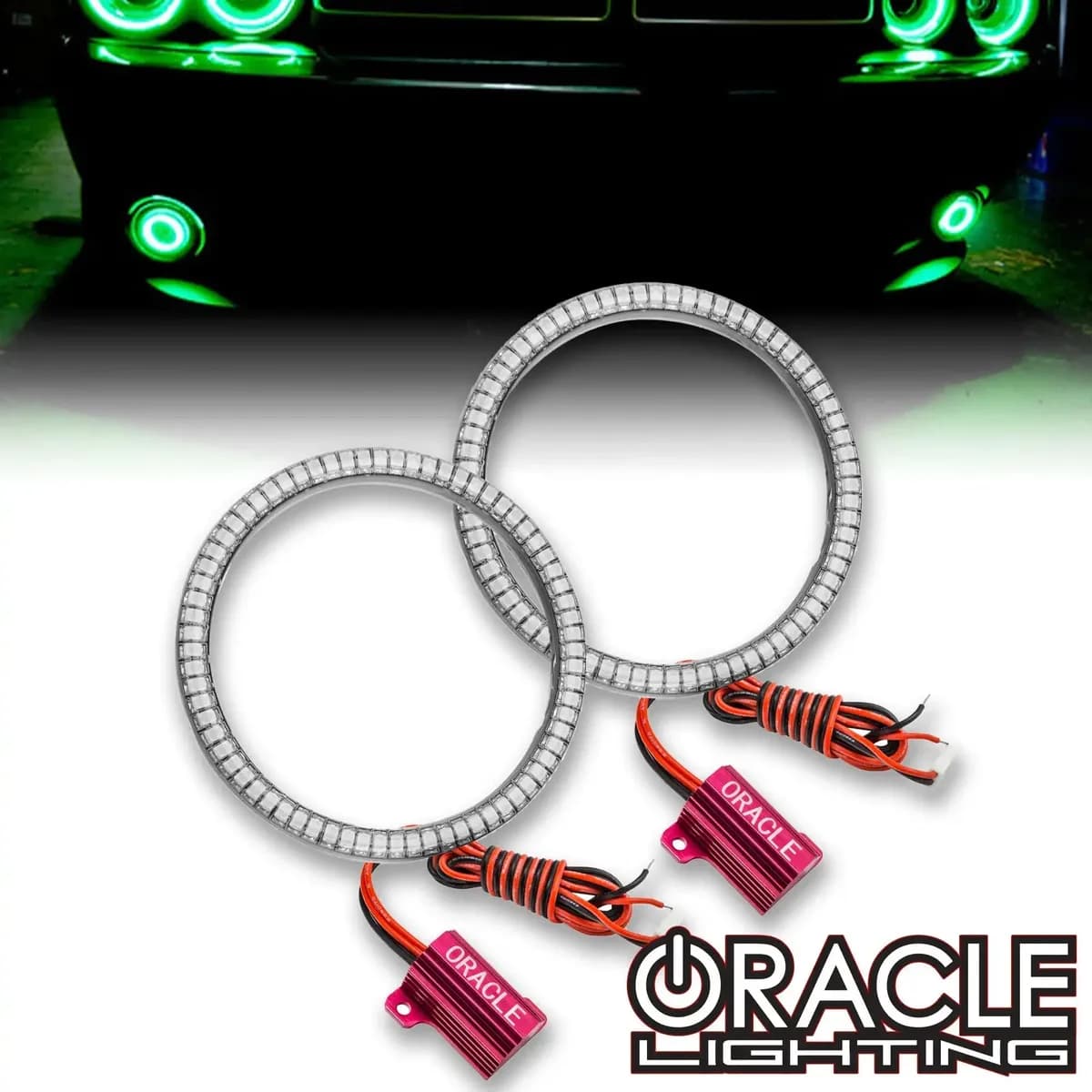ORACLE Lighting 2015-2023 Dodge Challenger LED Surface Mount Projector Fog Halo Kit - Red