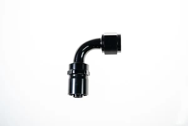 10 An 90 Degree Crimp Style Hose End W/ Black Collar Black