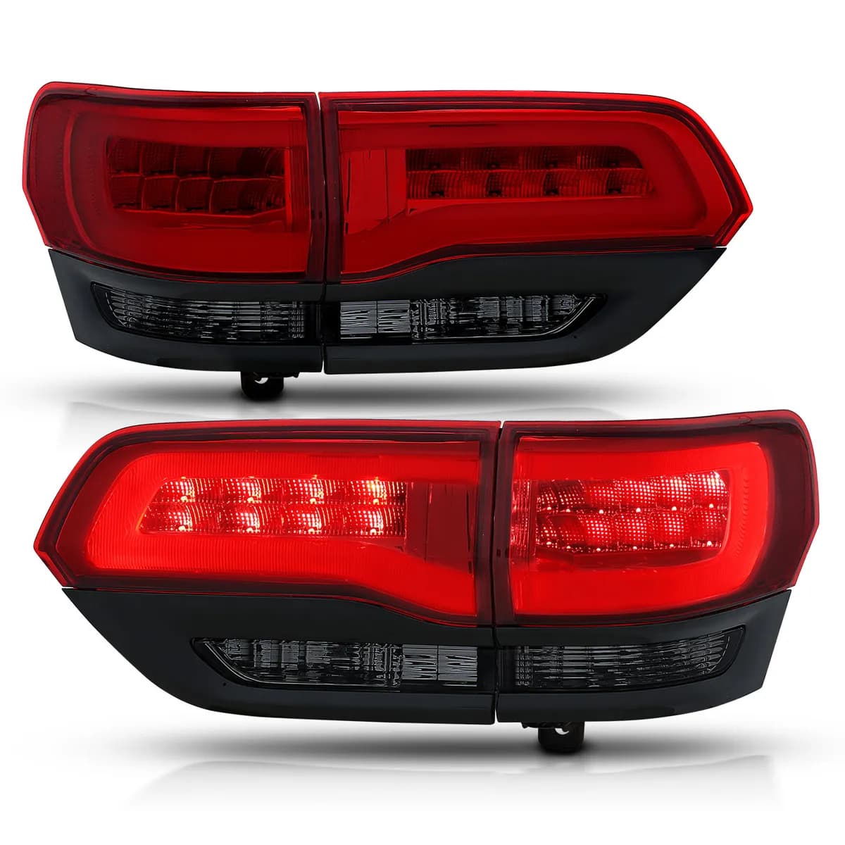 Jeep Grand Cherokee 14-22 LED Tail Light Red/Smoke Lens Black Trim (4pcs)