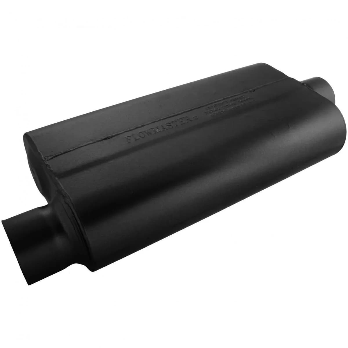 50 Series Delta Flow Muffler 3.00in IN (O) / OUT (C): ea 409S Stainless Steel