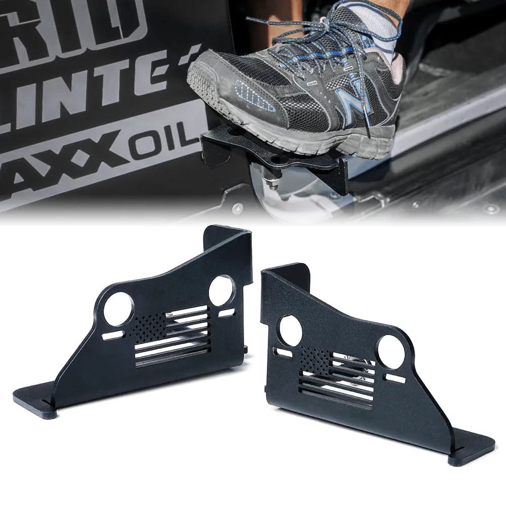 Xprite Front Foot Pegs with Jeep Flag for 2007-2018 Wrangler JK