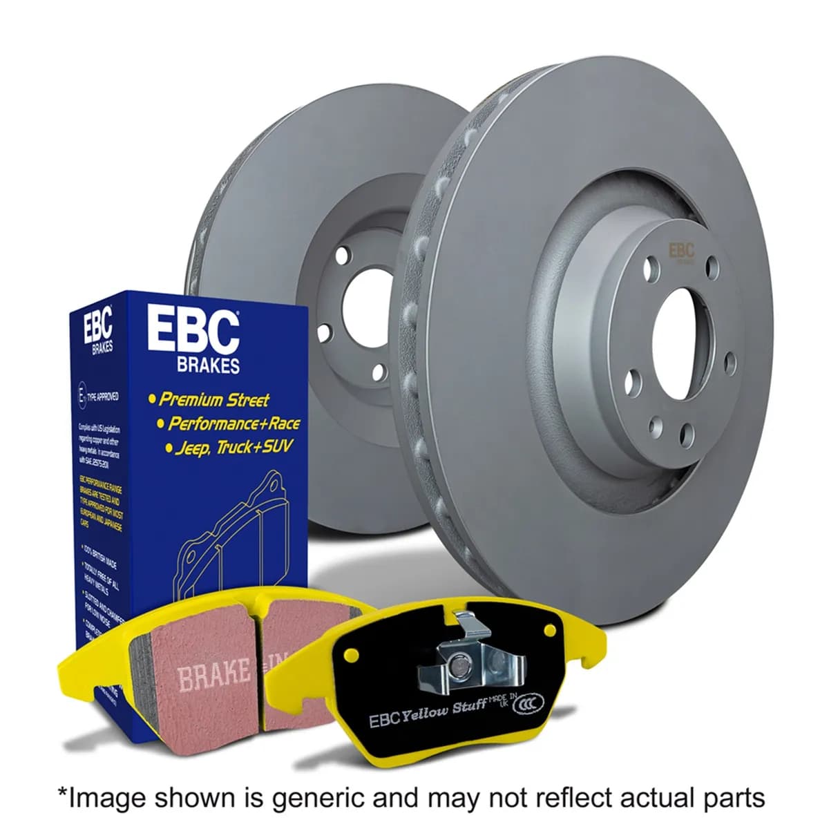S13 Kits Yellowstuff and RK Rotors; Front; FMSI Pad No. D1405; Vented; 5 Bolt Holes; 380mm Dia.; 55mm Height; 34mm Thick;