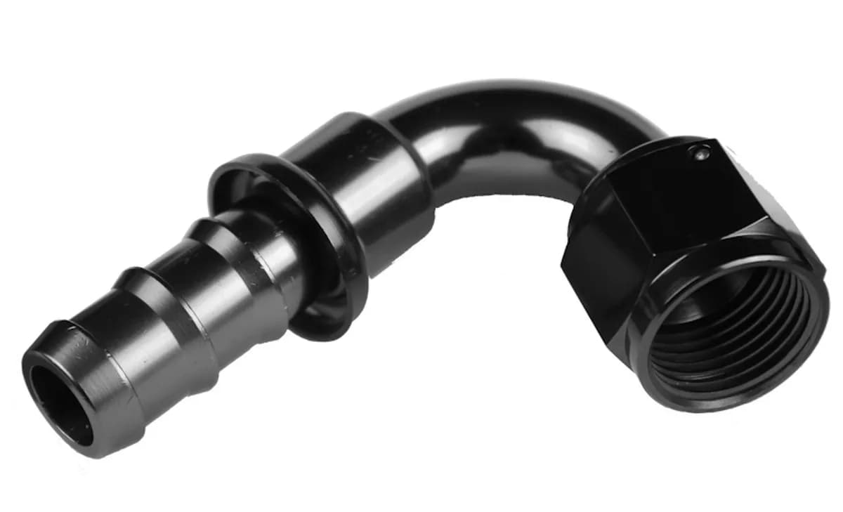 10 120 Degree An/Jic Hose End Push Lock Black