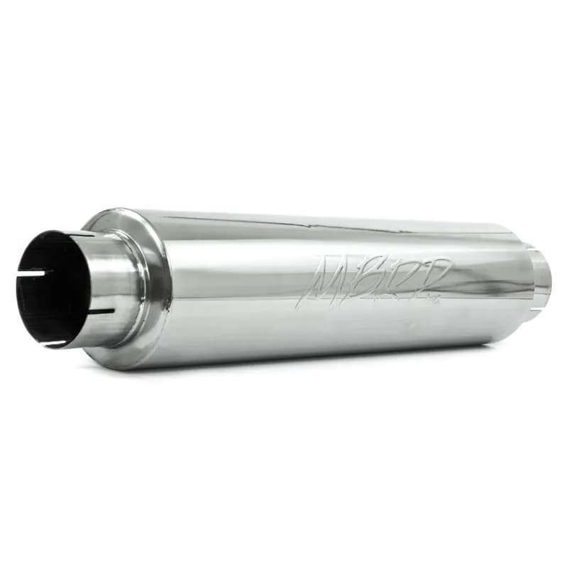 Armor Plus Quiet Tone Diesel Muffler; Round; 4 in. Inlet/Outlet; Body L-24 in.; Overall L-30 in.; Diameter-6 in.; T409 Stainless Steel; 4.5 in. Outlet Diameter Tip;