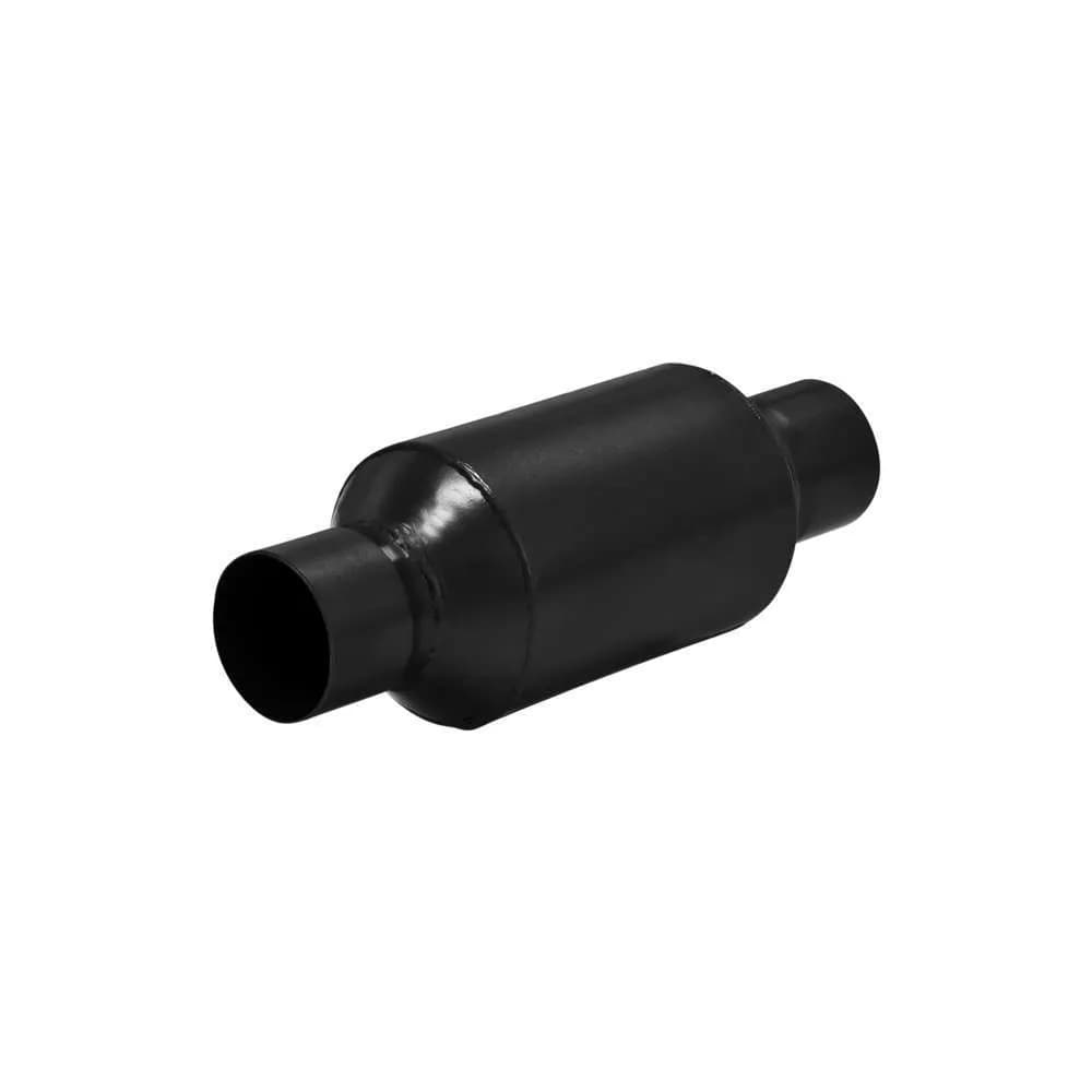 Outlaw Race inShortyin Muffler 2.50in IN / OUT:12.00in Long Overall 4.5in Diameter x 11in Length Ea 18 ga. 409S Stainless Steel