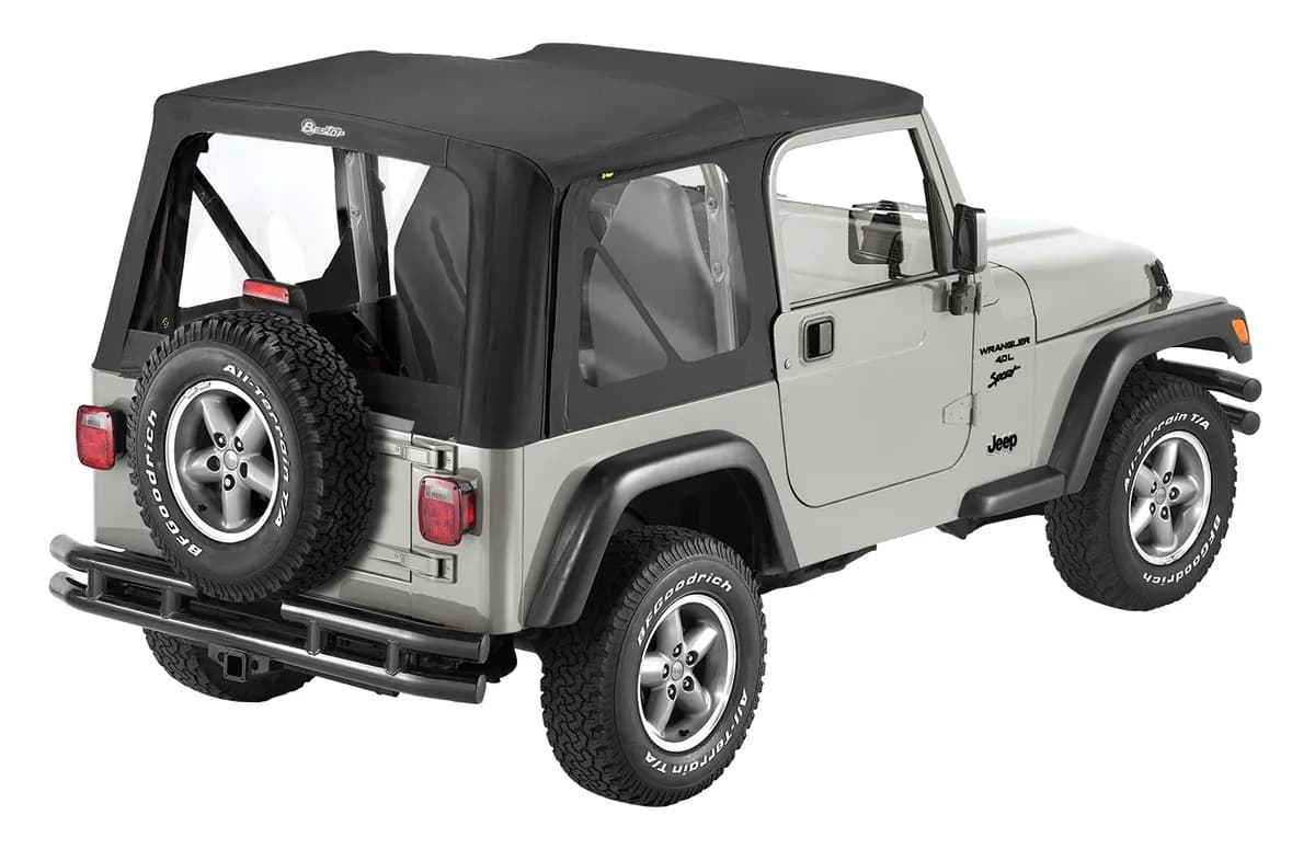 Replace-A-Top for OEM Hardware For Jeep 1997-2002 Wrangler TJ Clear Black Sailcloth No Door Skins Included Bestop