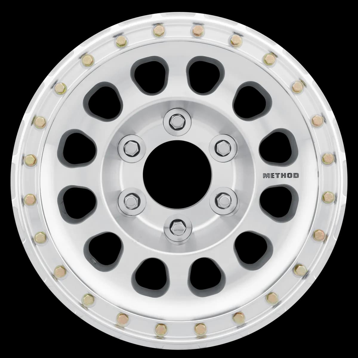 Aluminum Wheels 17x9 Beadlock MR103 Bolt Pattern 6 On 139.7 Offset -12 Lip Size 2.76 Raw Machined Silver Method