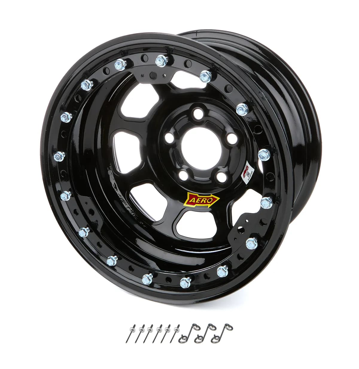 Wheel 15x8 1in B/S Black w/ Black Ring