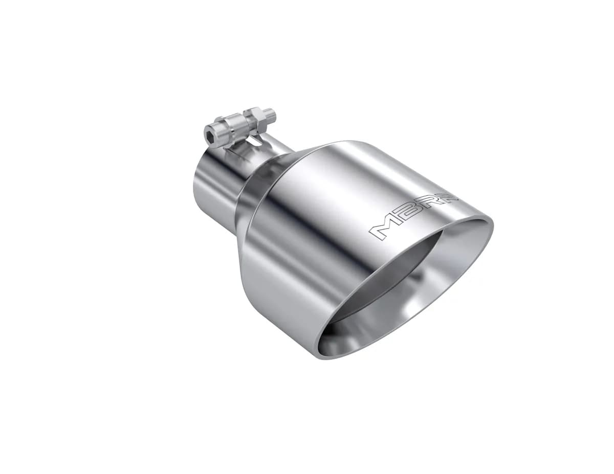 Armor Pro Exhaust Tip; 2.5 in. Inlet Diameter; 5 in. Outlet Diameter; 8 in. Length; Dual Wall; Angle Cut; T304 Stainless Steel; Sold In Pairs;