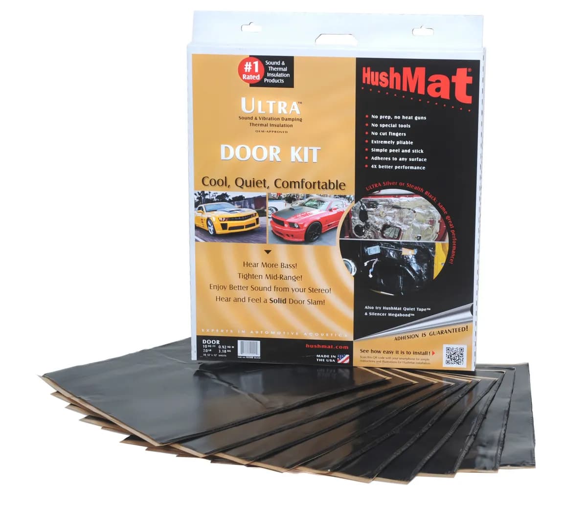 Hushmat Ultra Door Kit 10 12in x 12in Sheets 10sq.ft. Black