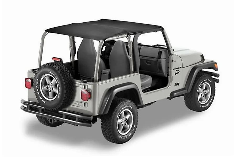 Jeep Bikini Top Header Safari Bikini Tops For Jeep 2003-2006 Wrangler TJ Black Diamond Fabric Bestop