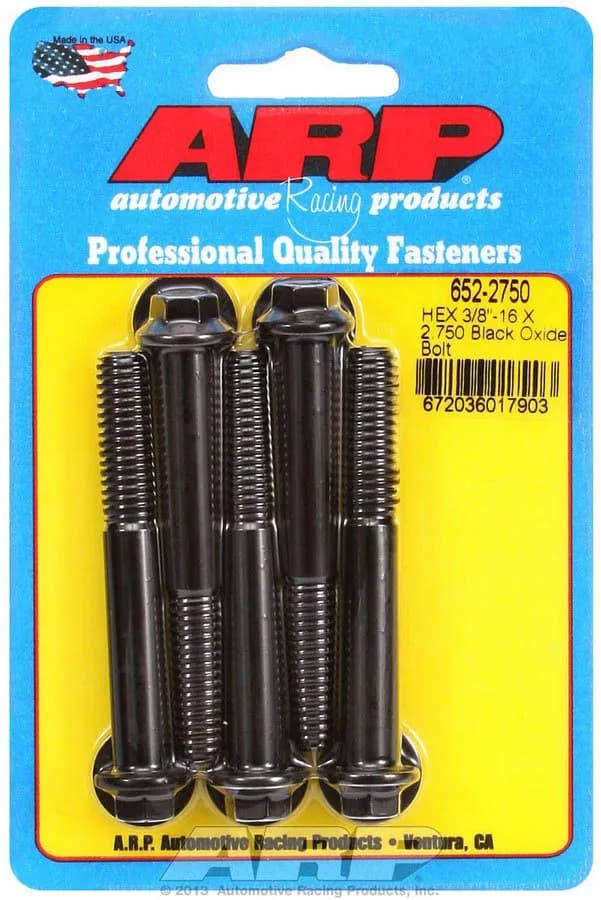 3/816 x 2.750 Hex Black Oxide Bolts
